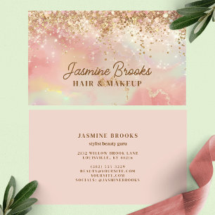 Carte De Visite Pink and Gold Sparkle Professional