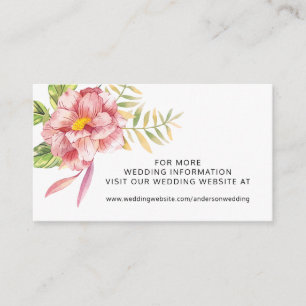 Carte De Visite Pink Aquarelle Floral Mariage Website