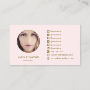 Carte De Visite Pink Beauty Salon Ajouter Photo Social Media Icône