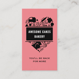 Carte De Visite Pink Black boulangerie Gâteaux biscuits pâtisserie