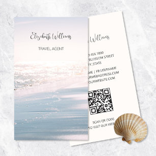 Carte De Visite Pink Blue Ocean Light Code QR