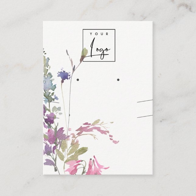 Carte De Visite Pink Blush Blue Bell Floral Bunch Elevage collier (Devant)