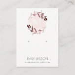 CARTE DE VISITE PINK BLUSH FOLIAGE MONOGRAM EARRING DISPLAY LOGO<br><div class="desc">For any further customization or any other matching items,  please feel free to contact me at yellowfebstudio@gmail.com</div>