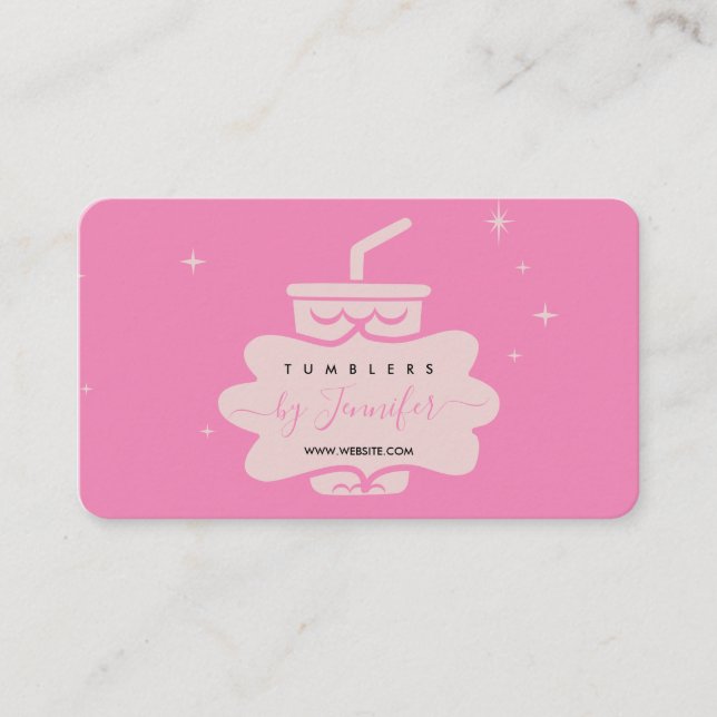 Carte De Visite Pink Blush mignon Tumbler muette (Devant)
