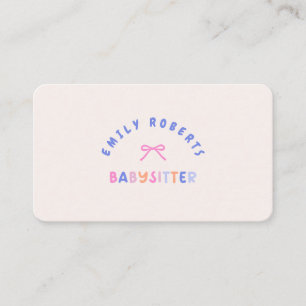 Carte De Visite Pink Bow, baby-sitter