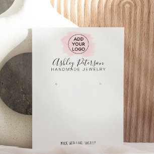 Carte De Visite Pink brushstroke logo  jewelry earring display