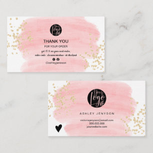 Carte De Visite Pink brushstroke or parties scintillant logo comma