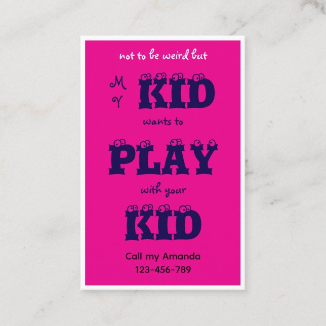 Carte De Visite Pink Business Kid's Playdate Card (Devant)