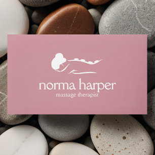 Carte De Visite Pink Chic Stone Massage Thérapie Bien-être Spa