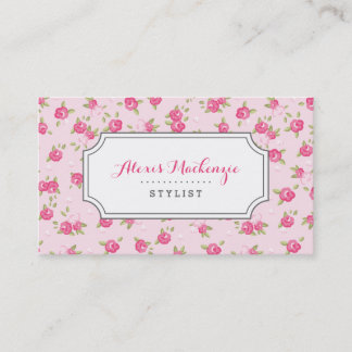 Carte De Visite Pink Chic Vintage Floral Print