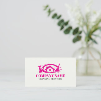 Carte De Visite Pink Cleaning Service House Professional Cleaning