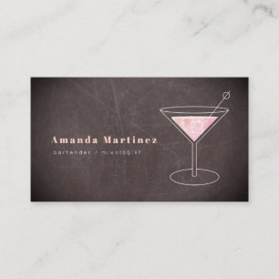 Carte De Visite Pink Cocktail Bartender Mixologue Chalkboard