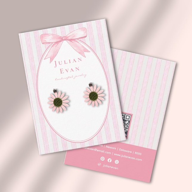 Carte De Visite Pink Coquette Preppy Stripe Jewelry Display (Pink Coquette Preppy Stripe Jewelry Display Business Card)