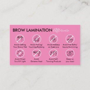 Carte De Visite Pink Dark Brow Lamination Conseils de suivi