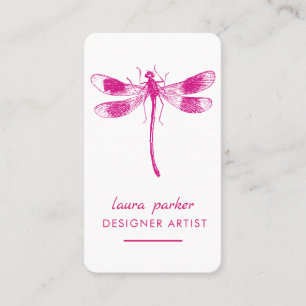 Carte De Visite Pink Dragonfly Retro Vintage Bonne chance tatouage