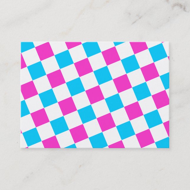 Carte De Visite Pink et Aqua Checkerboard (Devant)