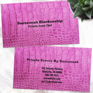 Carte De Visite Pink Faux cuir minimaliste Personnalisé Profession