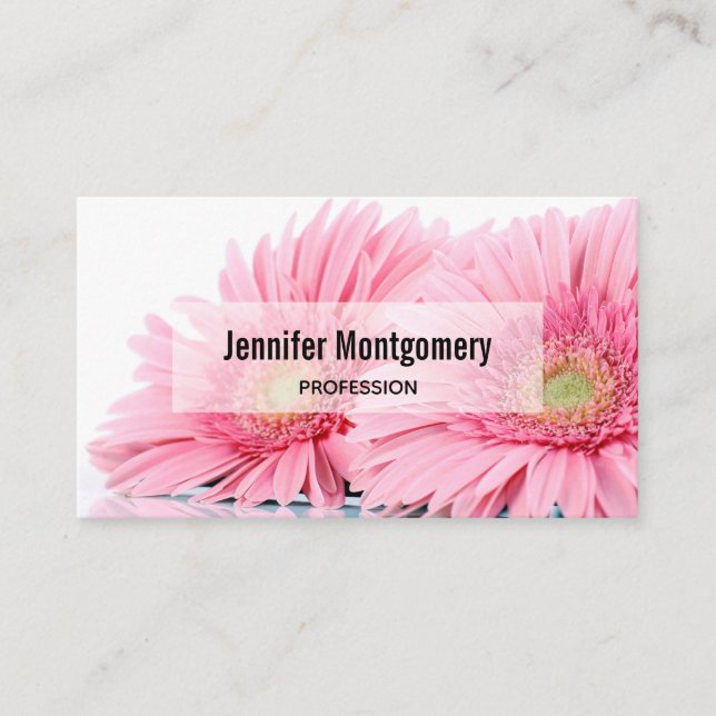 Carte De Visite Pink Gerbera Daisies Elegant Photo (Devant)