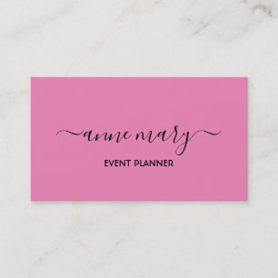 Carte De Visite Pink Girly tendance Calligraphy Event Planner Clas