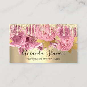 Carte De Visite Pink Gold Drift Logo Planificateur d'événements QR