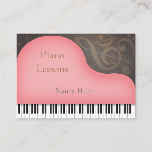 Carte De Visite Pink Grand Piano musique amicale enfant (Devant)