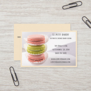 Carte De Visite Pink Green Bakery Baker Pâtisserie Chef Macaron