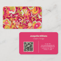 Carte de visite Pink Groovy années 60 70 floral to