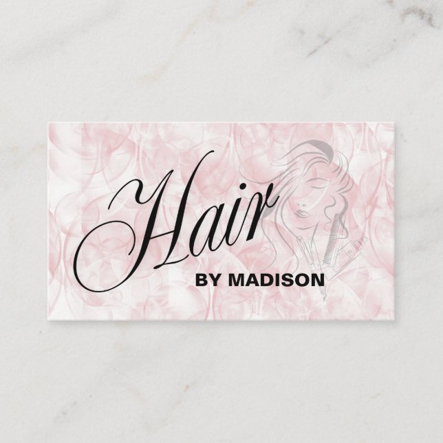 Carte De Visite Pink Hair Stylist QR Code  (Devant)