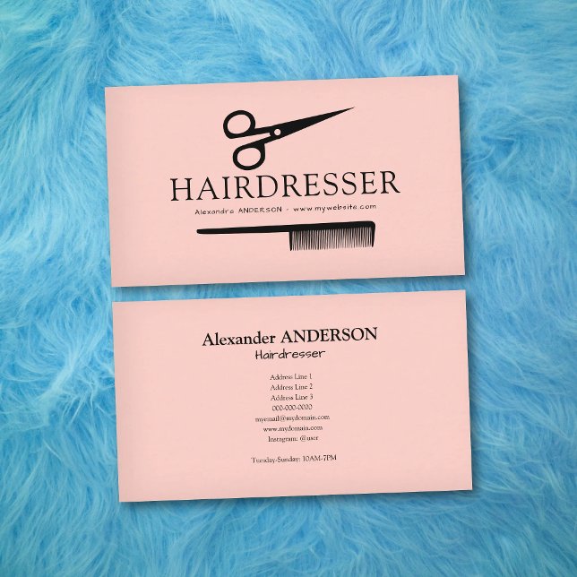Carte De Visite Pink Hairdresser (Pink Hairdresser Business Card)