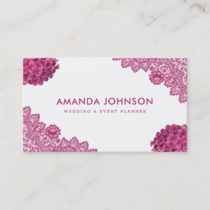 Carte De Visite Pink Lace Hydrangea Floral Mariage Planificateur d
