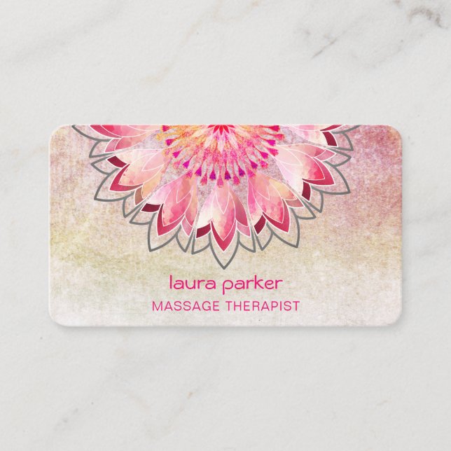 Carte De Visite Pink Lotus Yoga Thérapiste Spa Santé holistique (Devant)