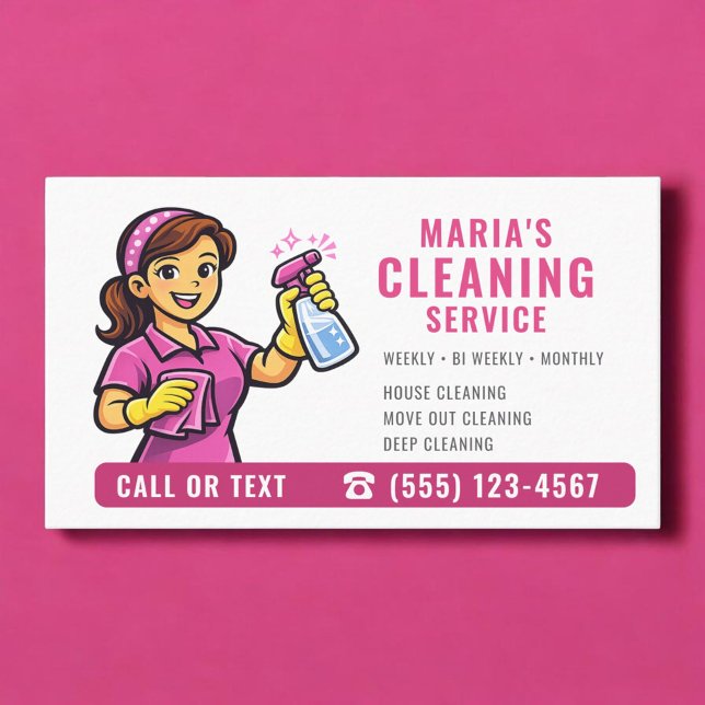 Carte De Visite Pink Maid House Cleaning Service (Créateur téléchargé)