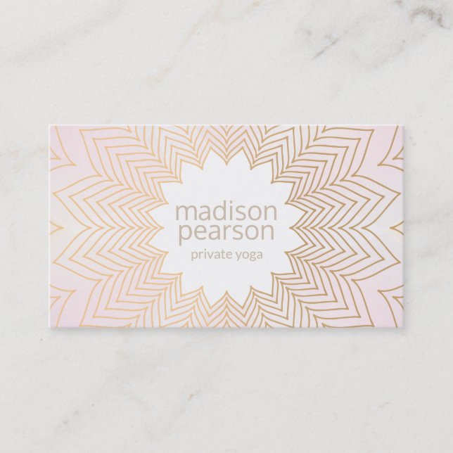 Carte De Visite Pink Modern Lotus Mandala Fleur Yoga Enseignant (Devant)