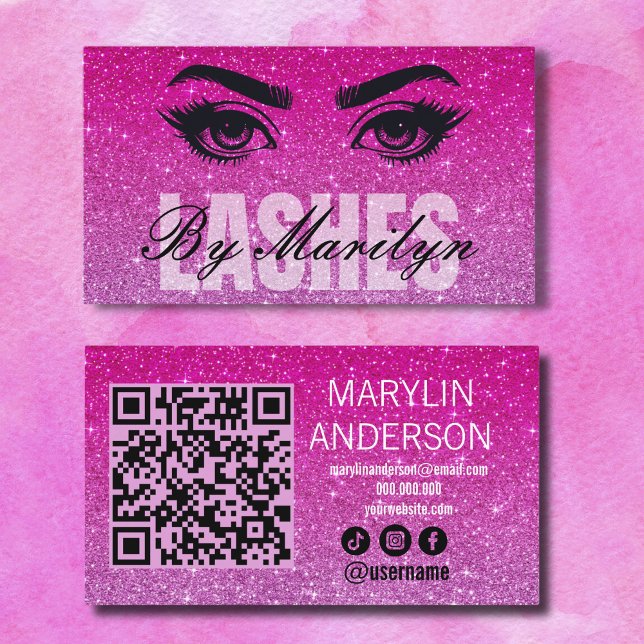 Carte De Visite Pink Ombre Parties scintillant Lash Technicien Sca (Créateur téléchargé)