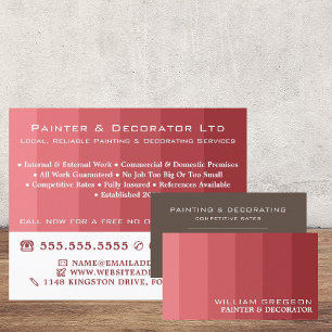 Carte De Visite Pink Ombre Stripes, Peintre & Décorateur