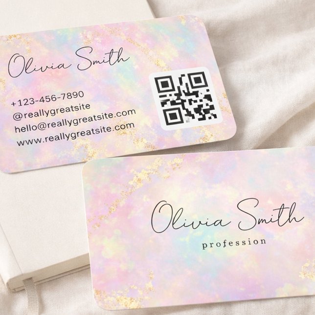 Carte De Visite Pink Opal Gold Glitter Swirl Business Card (Créateur téléchargé)