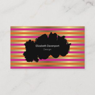 Carte De Visite Pink, Orange & Faux Gold Metallic Professional