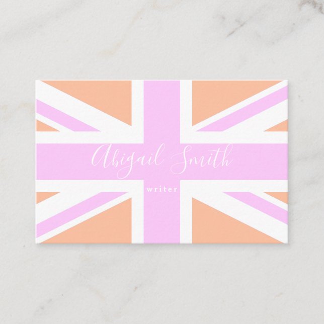 Carte De Visite Pink & Orange United Kingdom Flag / Union Jack (Devant)