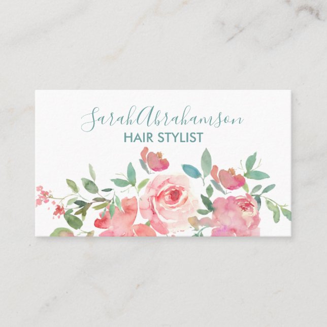 Carte de visite Pink Poenies Roses (Devant)