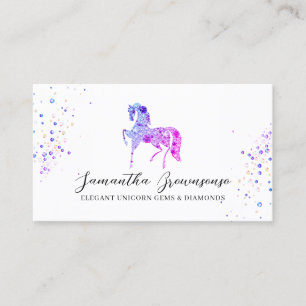 Carte De Visite Pink Purple gems Unicorn diamants bijoux