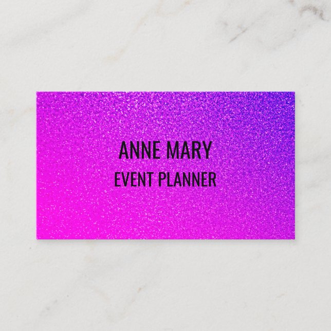 Carte De Visite Pink Purple Glitter Event Wedding Planner Girly (Devant)
