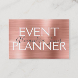Carte De Visite Pink & Rose Gold brossé Metal Event Planner