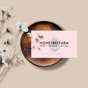 Carte De Visite Pink simple Bumble Bee Apiary Honey