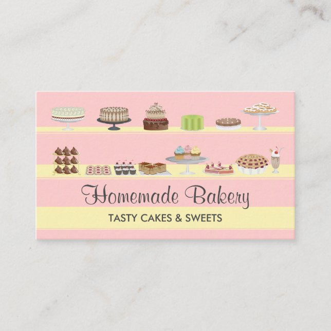 Carte De Visite Pink Soft Tasty Boulangerie Gâteaux Sucres Bonbons (Devant)
