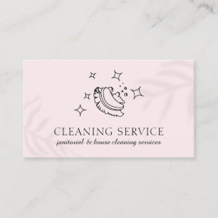 Carte De Visite Pink Star Bubble Cleaning Brosse Janitorial Maid
