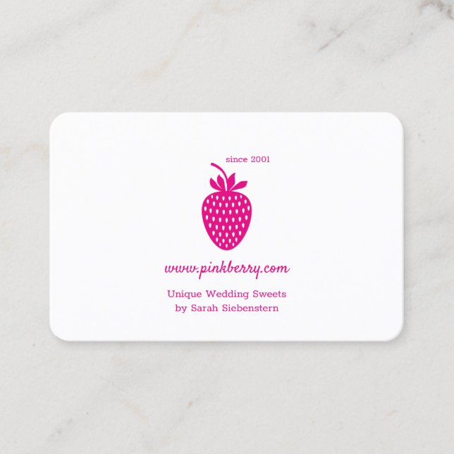 Carte De Visite PINK STRAWBERRY Logo moderne simple. (Devant)