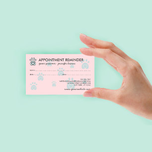 Carte De Visite Pink Turquoise Paw Logo Élégant Rendez-vous avec u