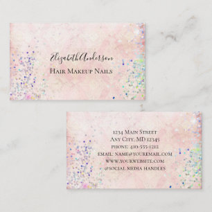 Carte De Visite Pink Violet Confetti Girly tendance Éperche
