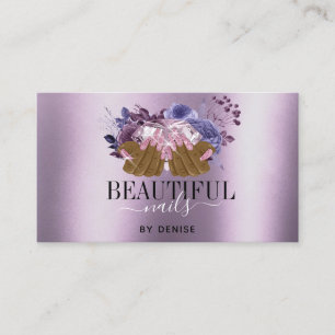 Carte De Visite PINK violet salon à ongles femme technicien des on