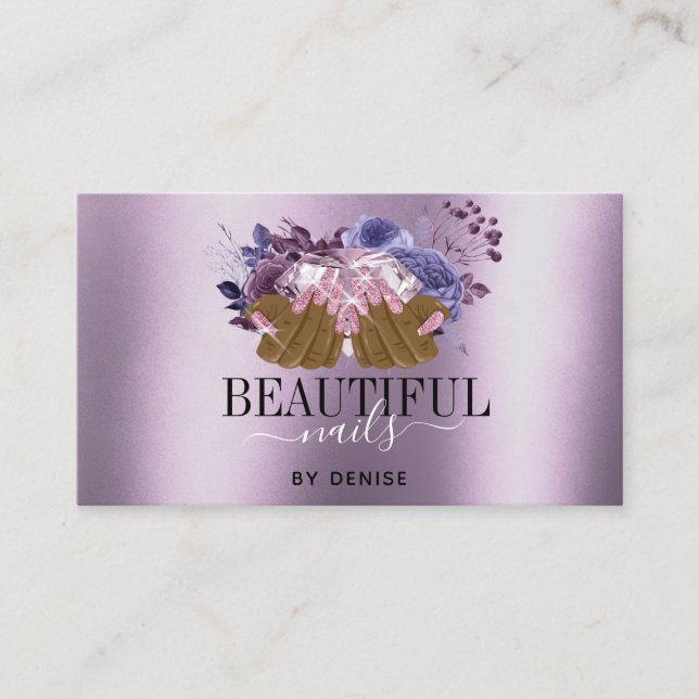 Carte De Visite PINK violet salon à ongles femme technicien des on (Devant)